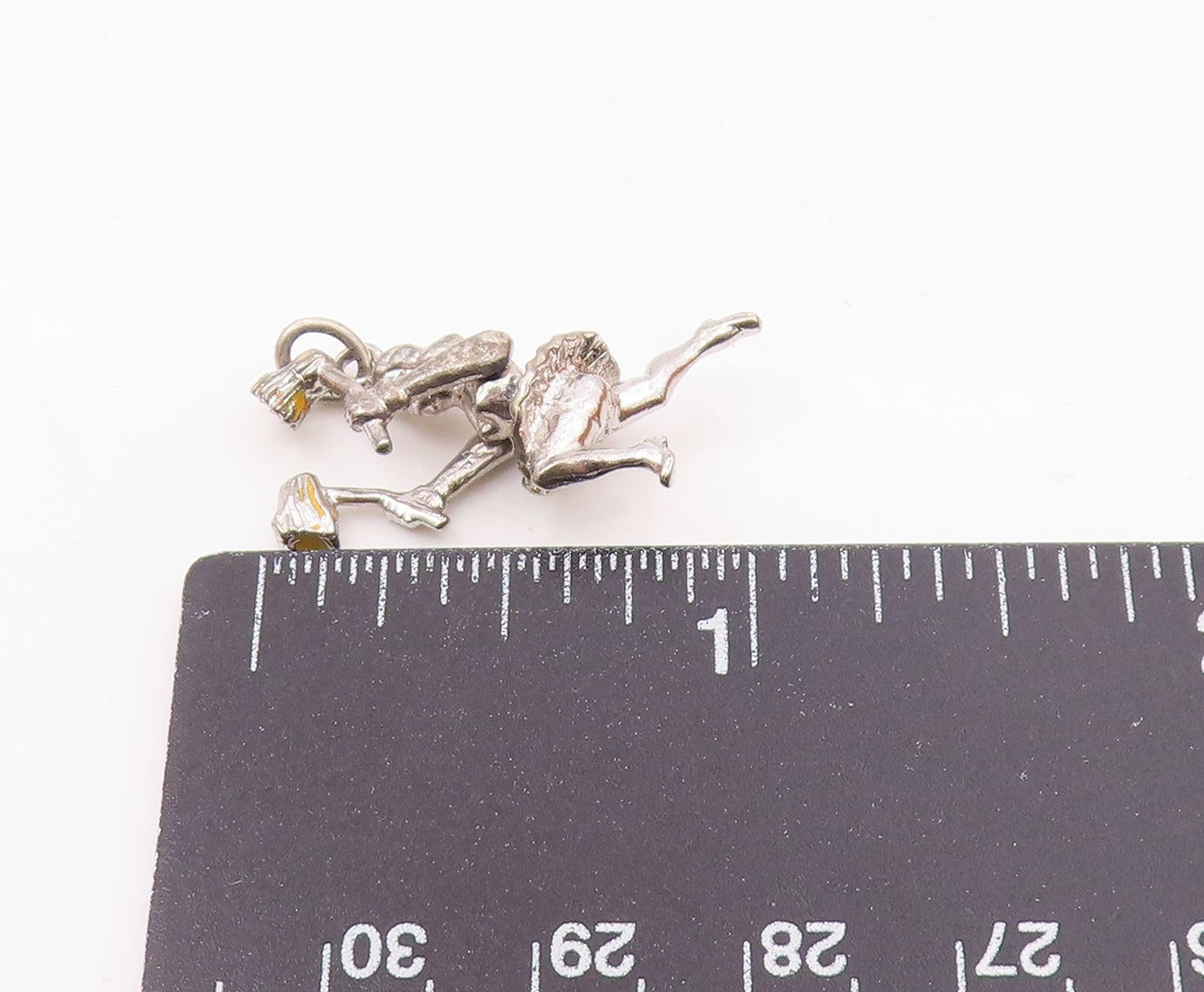 925 Sterling Silver  Vintage Shiny Petite Cheerleader Pendant (MOVES)  PT17518