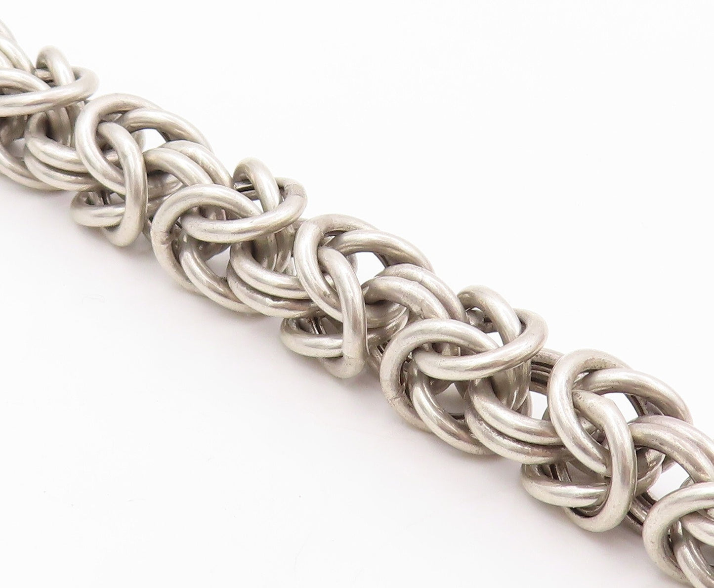 925 Sterling Silver Vintage Bracelet Dark Tone Brutalist Linked Rings  BT11074