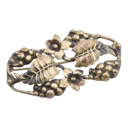 925 Sterling Silver  Vintage Antique Floral Grape Vine Brooch Pin  BP7289
