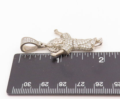 925 Sterling Silver Vintage Pendant CZ Baby Jesus Christ Religious Charm PT25540