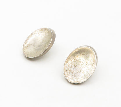 925 Sterling Silver & 14K GOLD  Vintage Hollow Oval Drop Earrings  EG8609