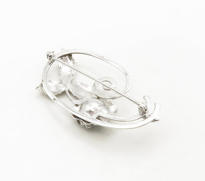 925 Sterling Silver  Vintage Shiny Swirl Rose Flower Motif Brooch Pin  BP6430