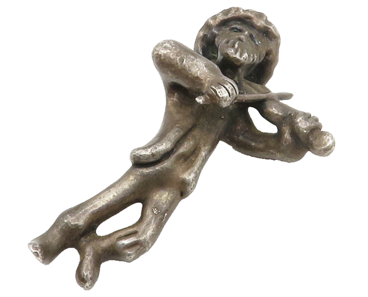 925 Sterling Silver  Vintage Dark Tone Hollow Man Playing Fiddle  TR1986