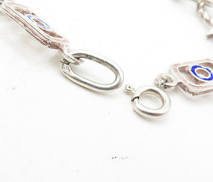925 Sterling Silver Enamel Coated Star Twist Link Chain Bracelet  BT3705