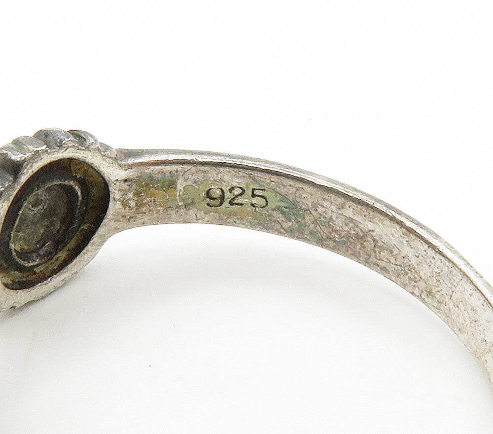 925 Sterling Silver  Vintage Dark Tone Sunflowers Band Ring Sz 9  RG14984