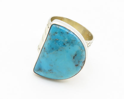 DTR JAY KING 925 Silver  Turquoise Etched Band Cocktail Ring Sz 7  RG14141
