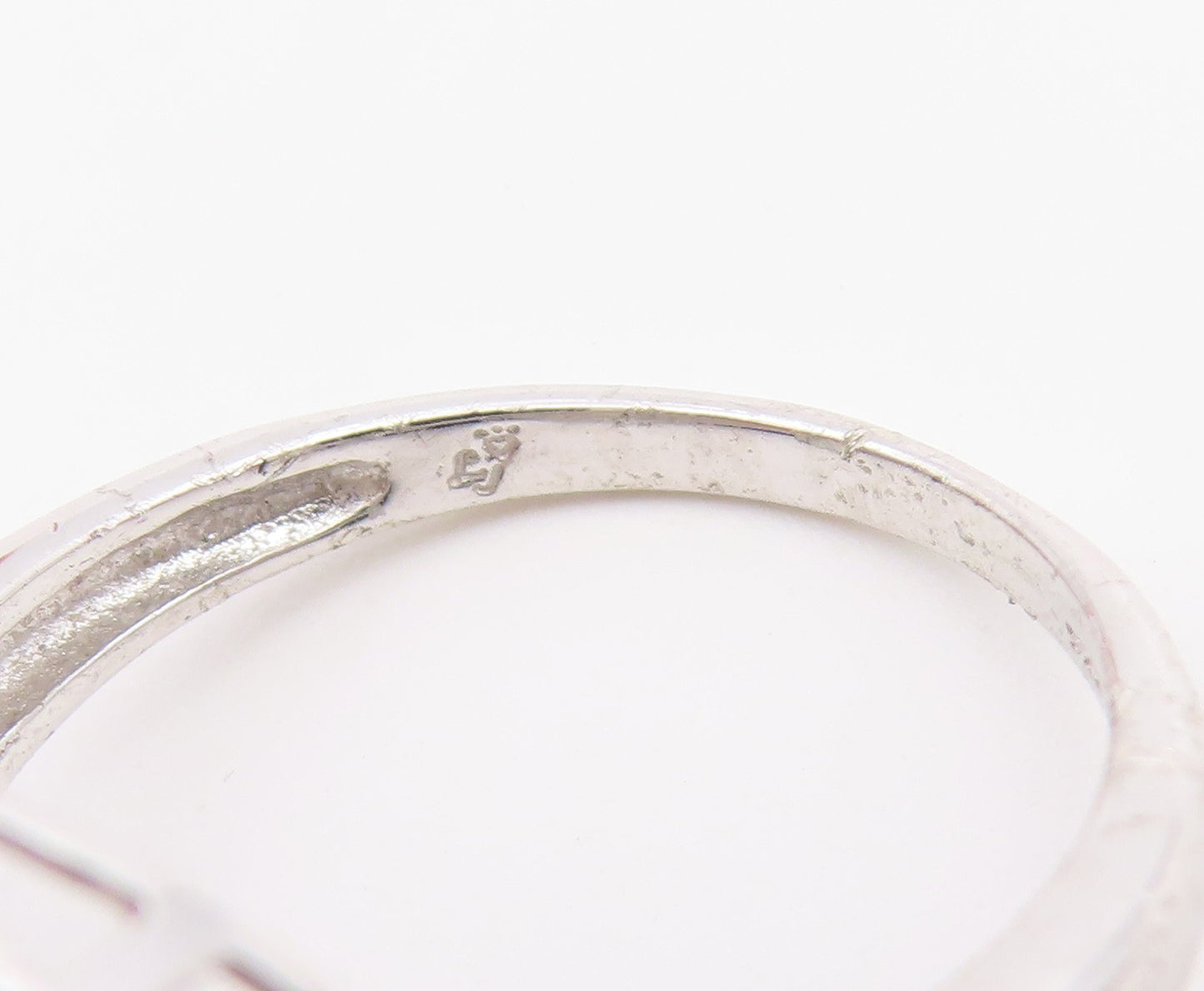 925 Sterling Silver Vintage Ring Real Blue & White Diamonds Band  Sz 7  RG36853