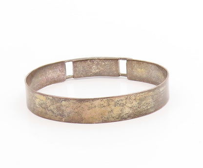 925 Sterling Silver Vintage Bracelet Rectangular Turquoise Inlay Bangle  BT11456
