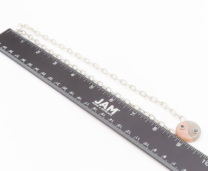 925 Sterling Silver Vintage Necklace Designer Gemstone Inlay Yin Yan  NE4453