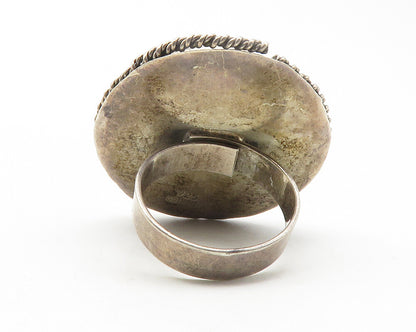 MEXICO 925 Sterling Sterling Silver Vintage Abalone Cocktail Ring Sz 7  RG11733