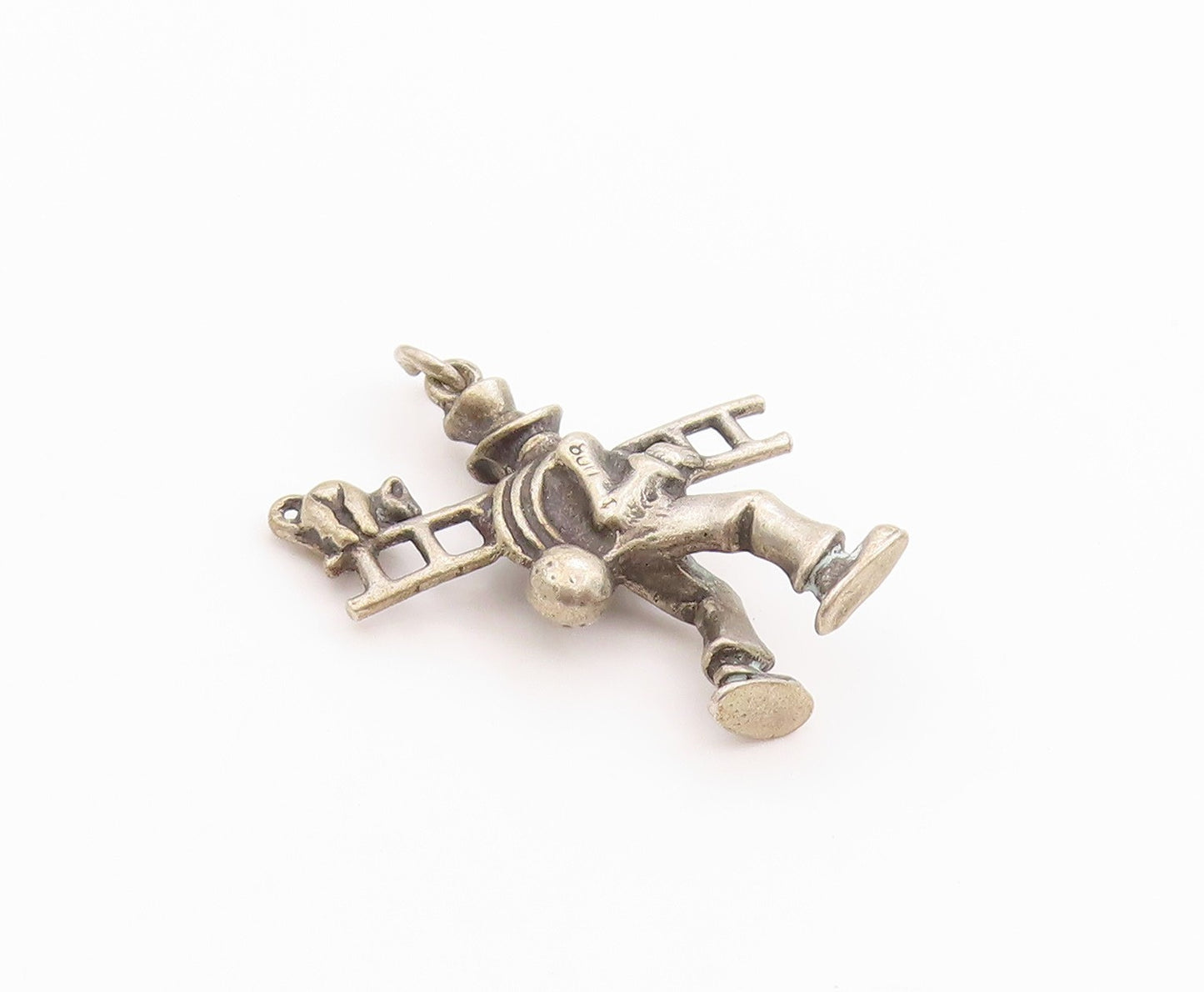 925 Sterling Silver Vintage Pendant German Lucky Chimney Sweep with Cat  PT24890