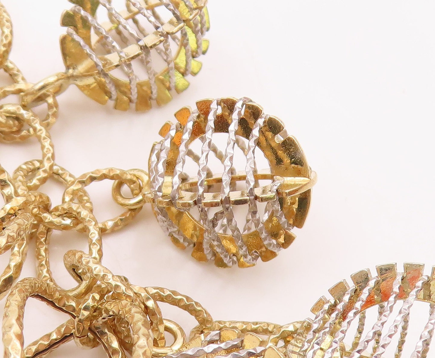 925 Sterling Silver  Shiny Two Tone Cage Cluster Drop Pendant  PT14515