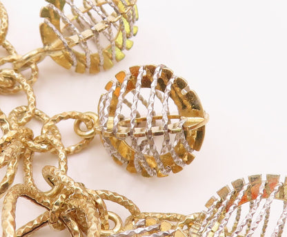 925 Sterling Silver  Shiny Two Tone Cage Cluster Drop Pendant  PT14515