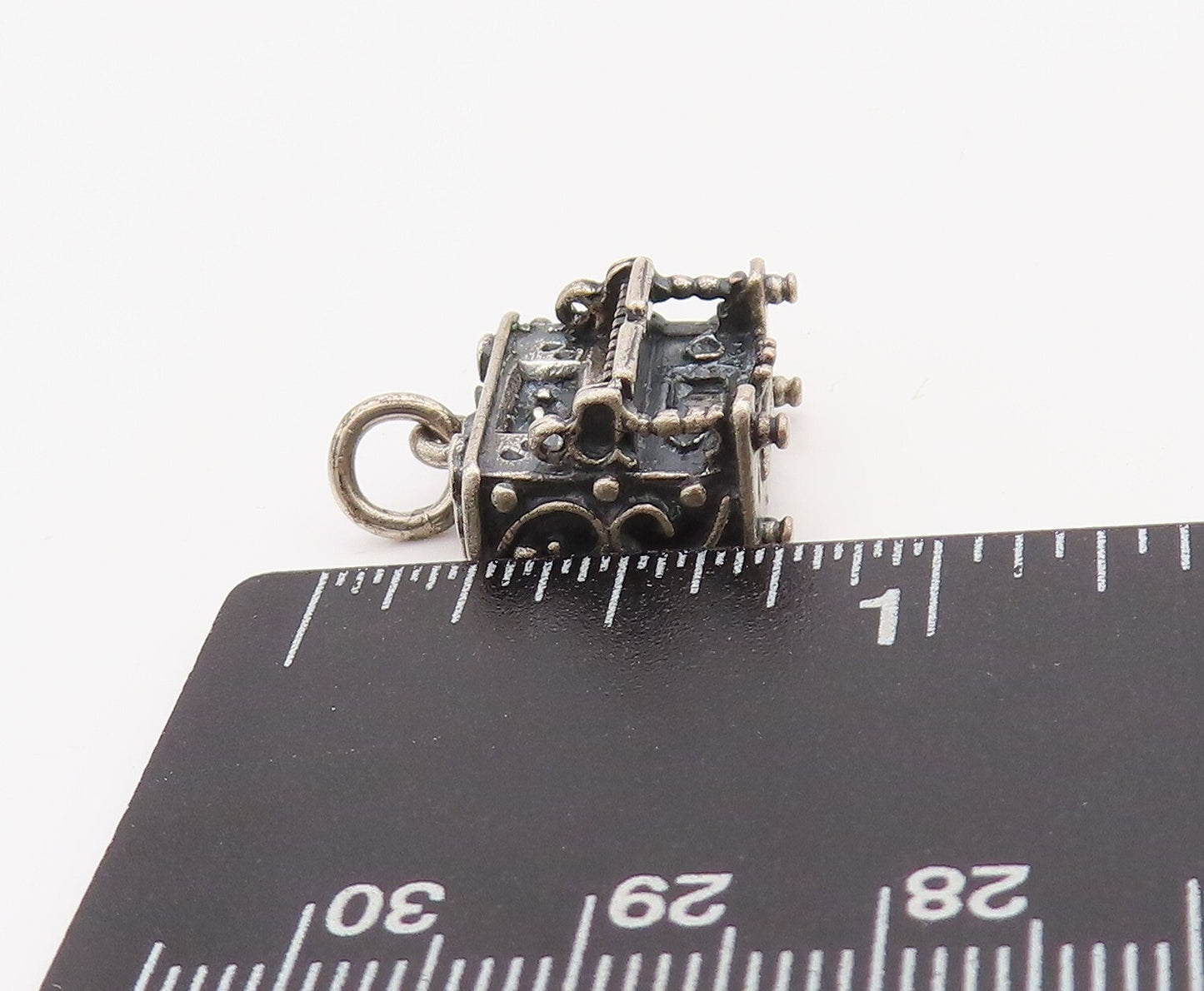 925 Sterling Silver Vintage Pendant BEAU 3D Carved Mini Piano Charm  PT23490