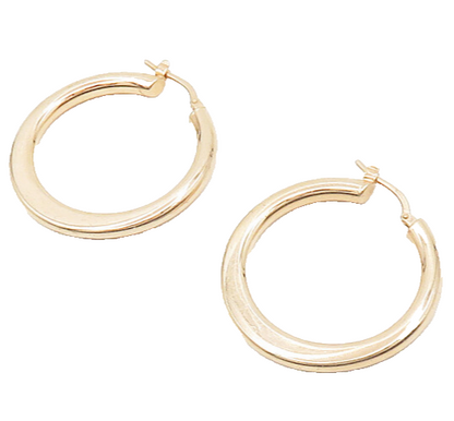 925 Sterling Silver  Shiny Polished Rose Gold Plated Hoop Earrings  EG9372