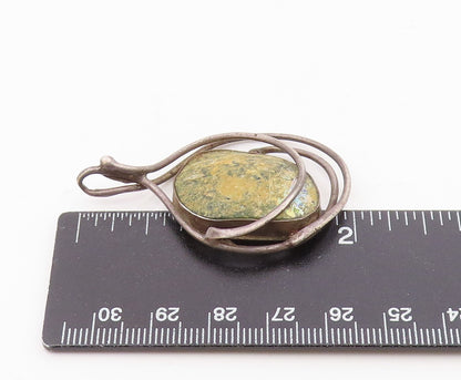 925 Sterling Silver  Vintage Multi Layer Wrapped Jasper Pendant  PT20322