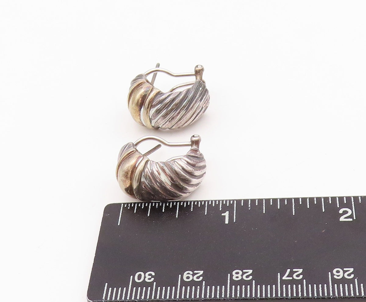 925 Sterling Silver Vintage Earrings Dark Tone Grooved Design  EG13654