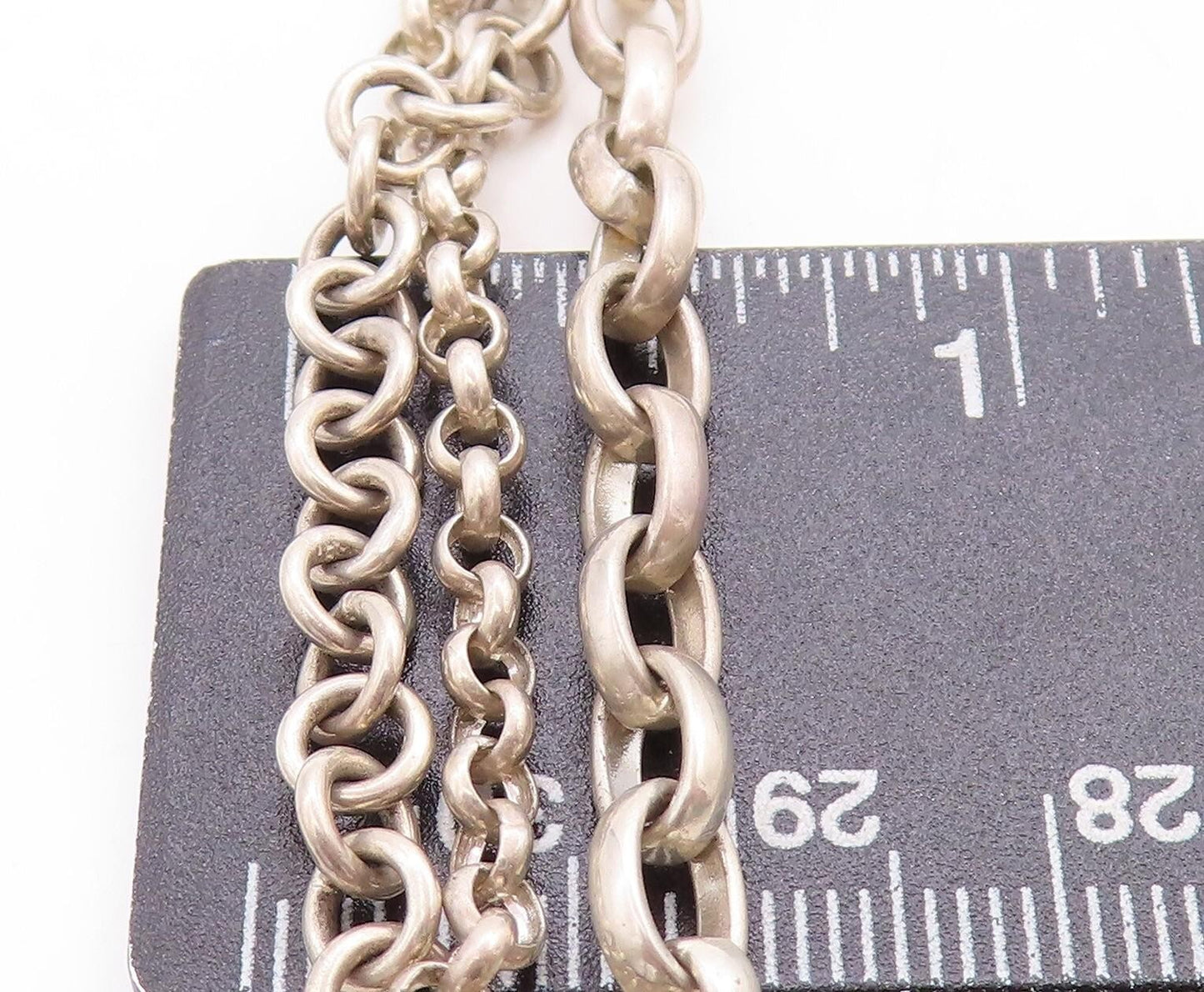 925 Sterling Silver  Vintage Hammered Open Square Chain Necklace  NE2081