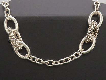 ITAOR 925 Sterling Silver  Vintage Beaded & Solid Ring Link Necklace  NE4201