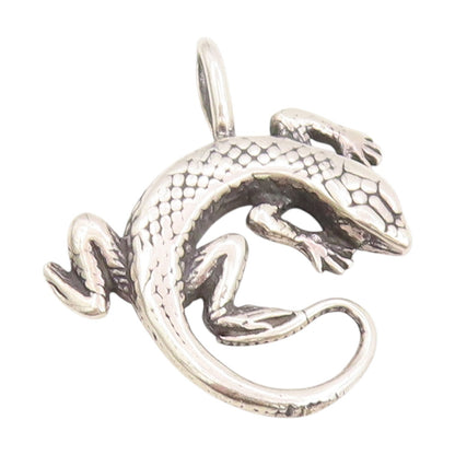925 Sterling Silver Vintage Pendant Textured Gecko Lizard Reptile Charm  PT25237