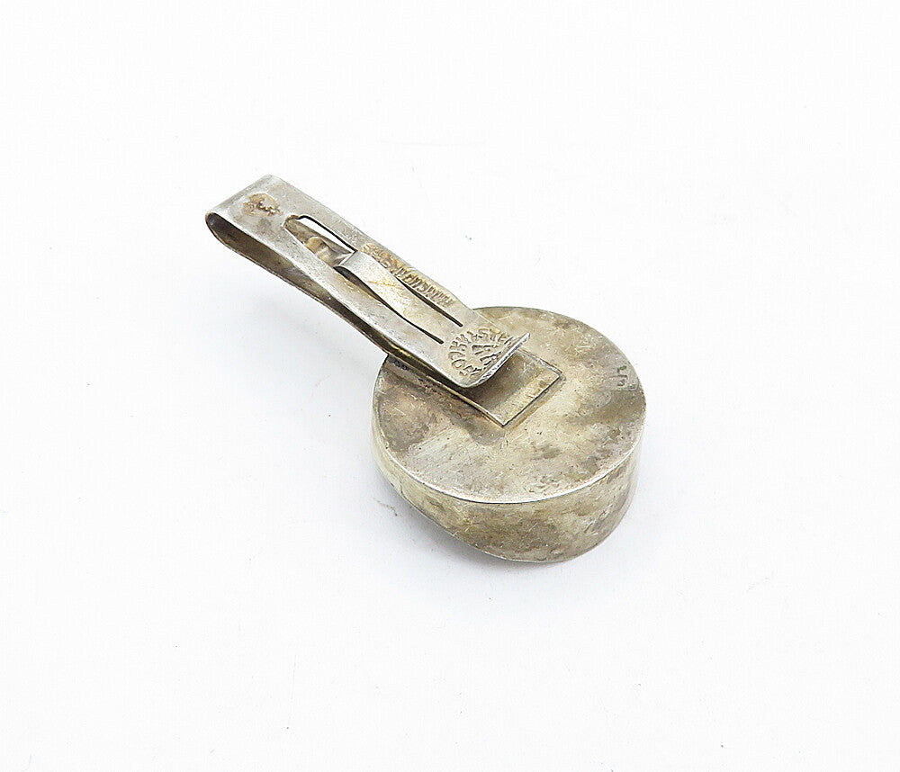 MEXICO 925 Sterling Silver  Vintage Concave Cuff Links & Tie Clip Set  TR1226