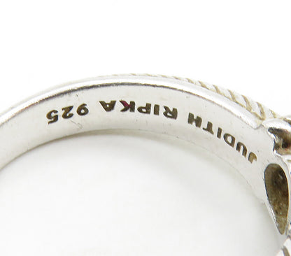 JUDITH RIPKA 925 Silver  Vintage Cubic Zirconia Twist Band Ring Sz 6  RG16703