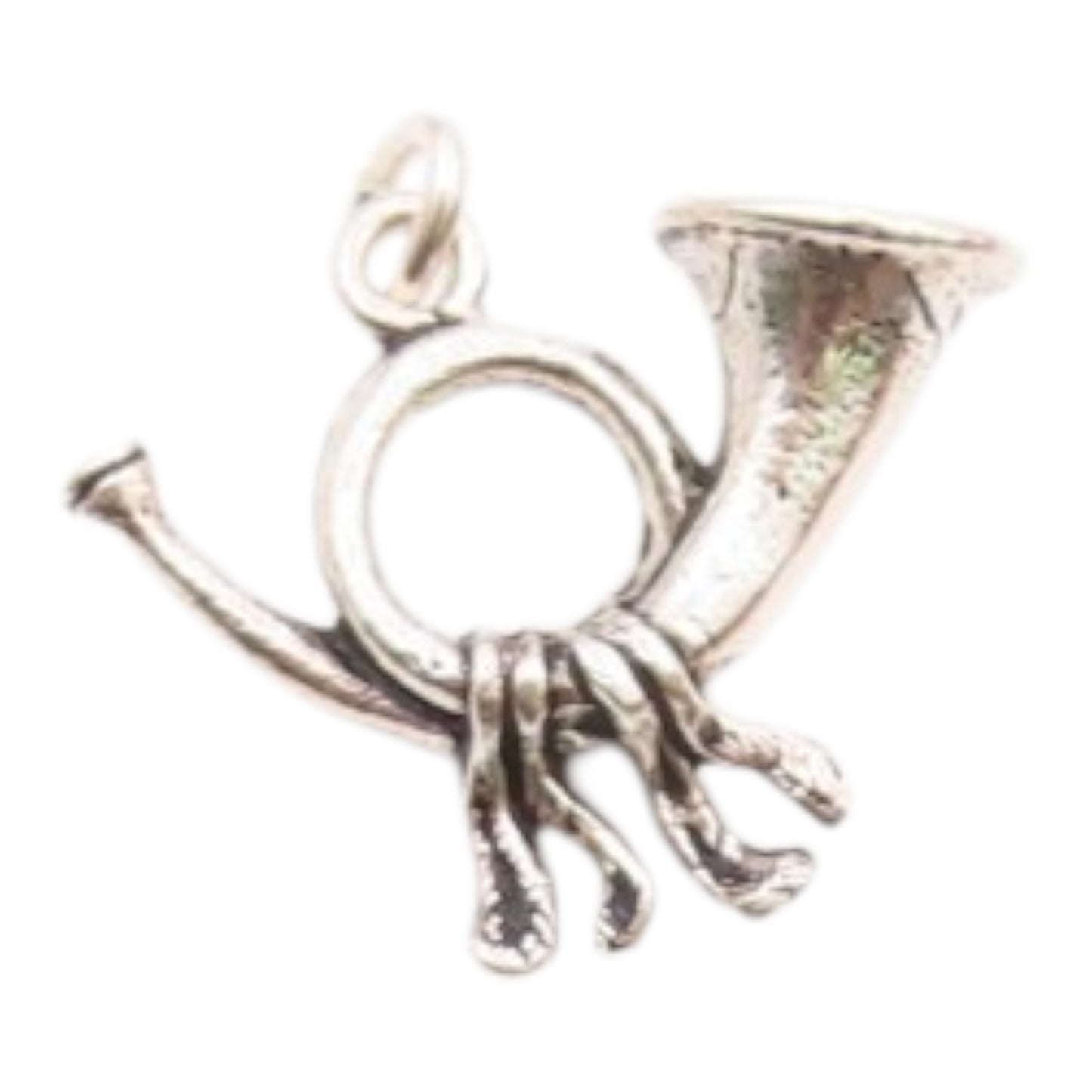 925 Sterling Silver  Vintage Shiny French Horn Petite Pendant  PT18944