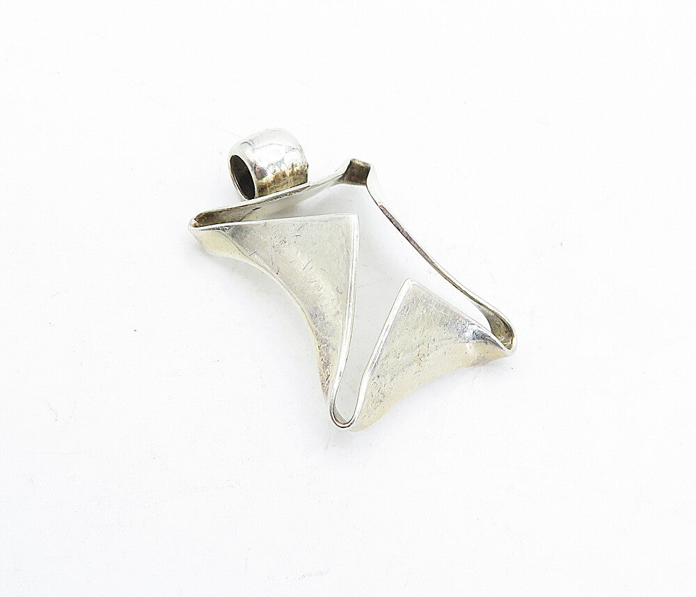 925 Sterling Silver  Vintage Shiny Modernist Designed Dome Pendant  PT3751