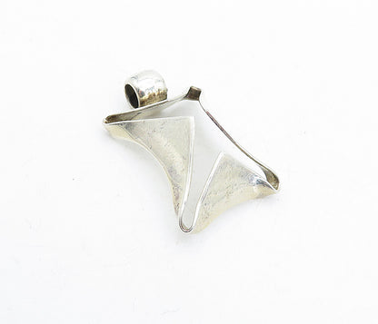 925 Sterling Silver  Vintage Shiny Modernist Designed Dome Pendant  PT3751