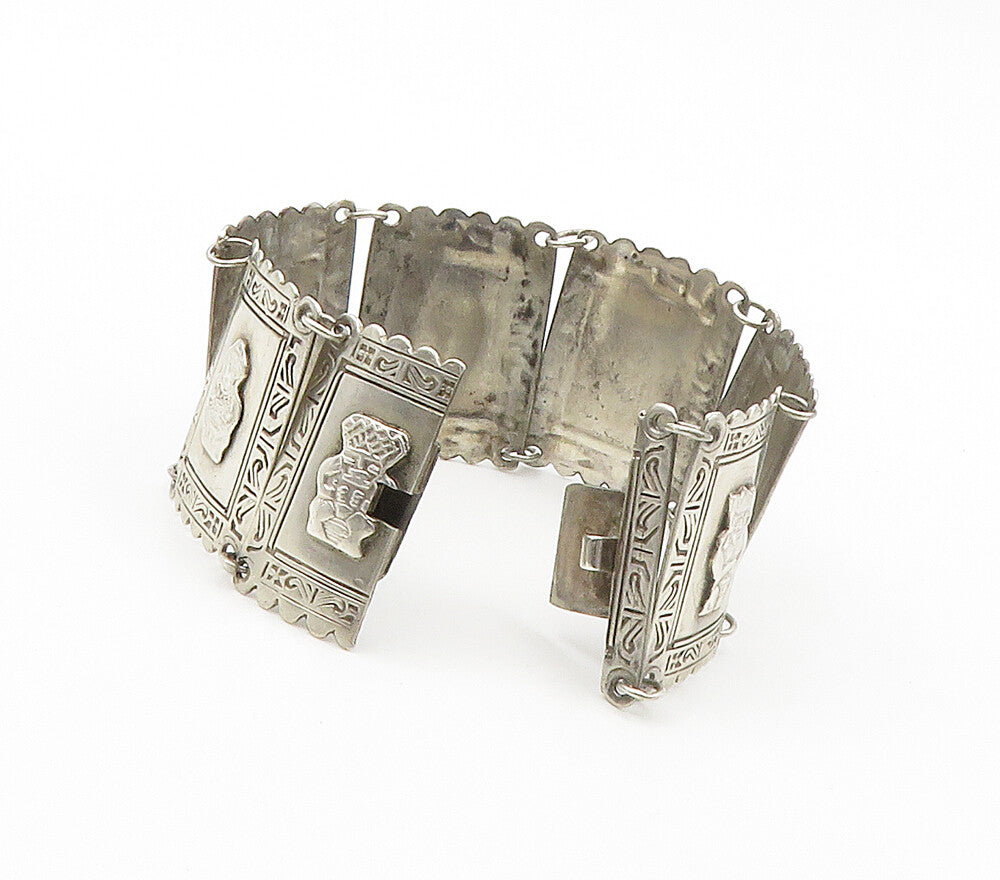 925 Sterling Silver  Vintage Shiny Traditional Statues Chain Bracelet  BT6314