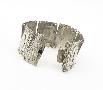 925 Sterling Silver  Vintage Shiny Traditional Statues Chain Bracelet  BT6314