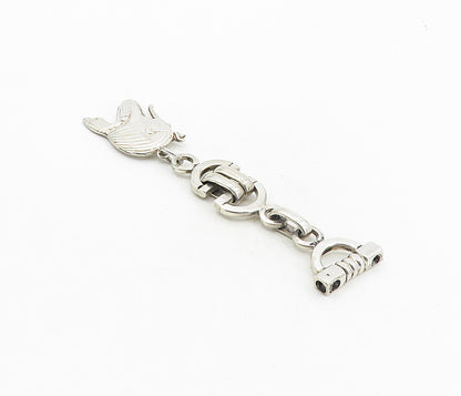 925 Sterling Silver  Vintage Egyptian Pharaoh Shiny Linked Key Chain  TR1427