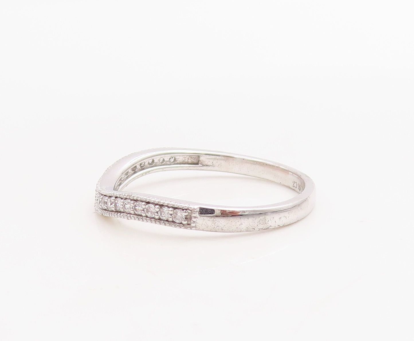 925 Sterling Silver Vintage Ring Designer Princess Cut & CZ Set  Sz 7  RG30739