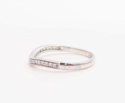 925 Sterling Silver Vintage Ring Designer Princess Cut & CZ Set  Sz 7  RG30739