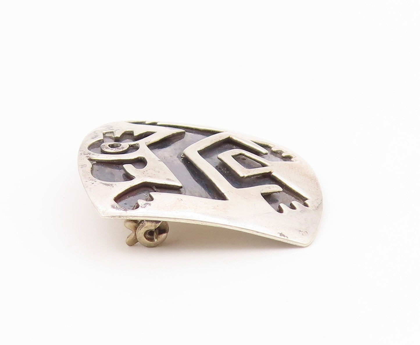 MEXICO 925 Silver  Vintage Oxidized Traditional Design Brooch Pin  BP4446