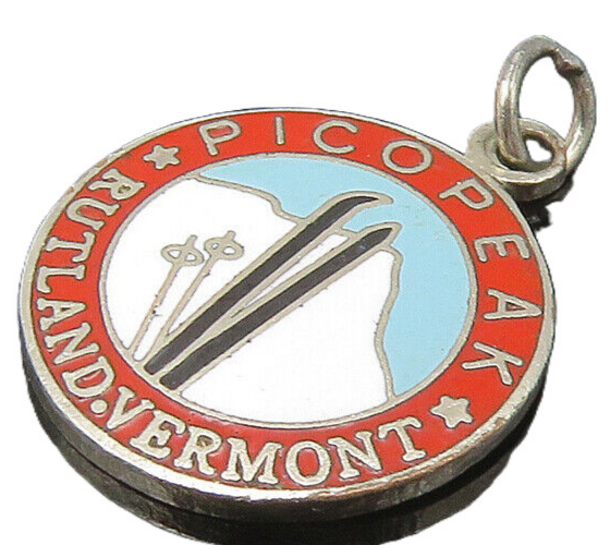925 Sterling Silver  Vintage Enamel Rutland Vermont Souvenir Pendant  PT18326