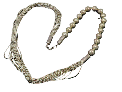 925 Sterling Silver  Vintage Beaded & Multi Strand Necklace  NE3778