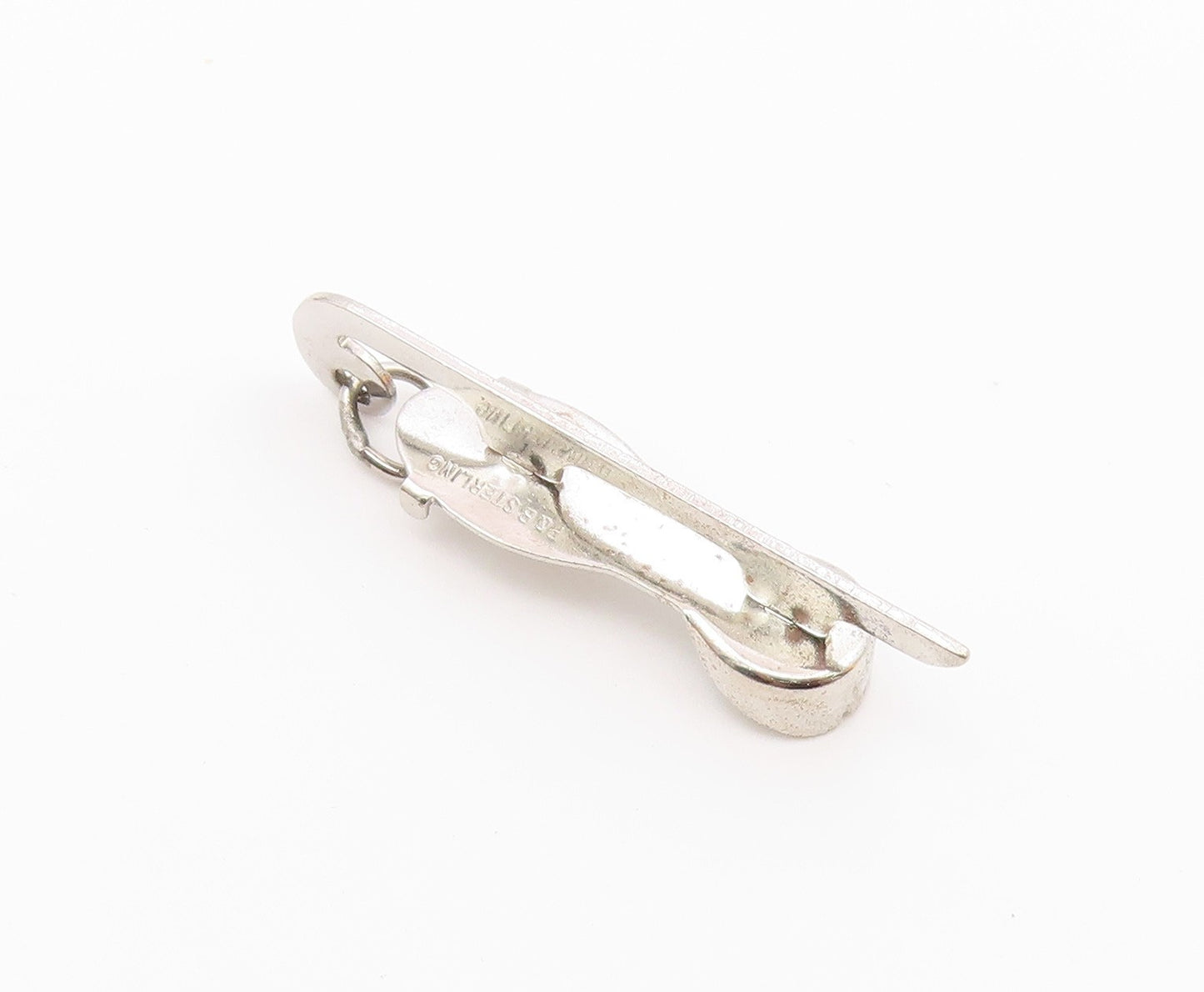 925 Sterling Silver  Vintage Sculpted Skiing Snowboard Pendant  PT20684