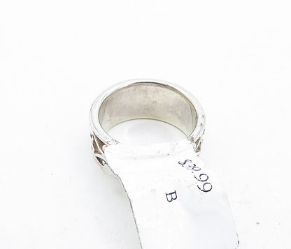 925 Sterling Silver  Vintage Infinity Love Heart Pattern Band Ring Sz 8 RG4562