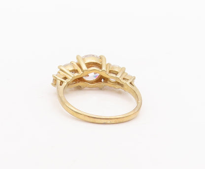 925 Sterling Silver Vintage Ring Gold Plated CZ Wedding Ring  Sz 7  RG29629