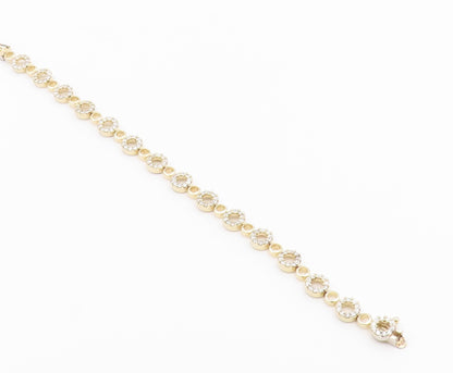925 Sterling Silver  Shiny Topaz Open Circle Gold Plated Chain Bracelet BT8270