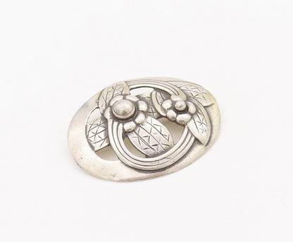 925 Sterling Silver Vintage Brooch Pin Antique Solid Floral Cutout  BP10978