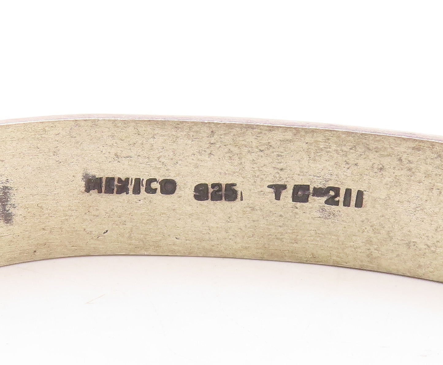 925 Sterling Silver Vintage Bracelet MEXICO Dark Tone Square Carved Cuff BT10955