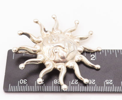 925 Sterling Silver Vintage Brooch Pin CAROLYN POLLACK Carved Sun Face  BP10808