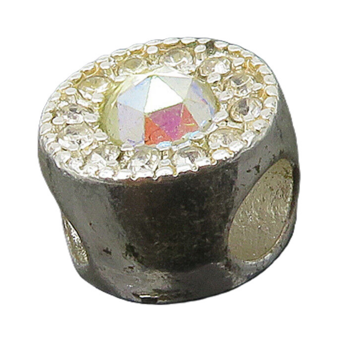 AVON 925 Sterling Silver  Rainbow Crystal & Topaz Round Slide Pendant  PT12696