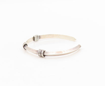 925 Sterling Silver Vintage Bracelet Minimalist Wire Wrapped Wide Cuff  BT11563