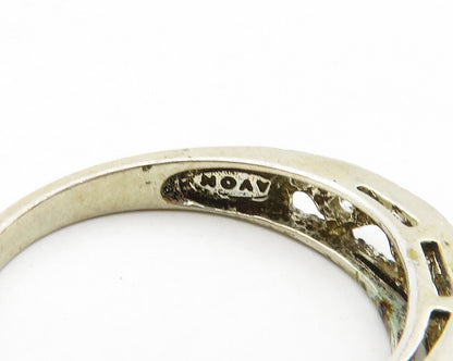 AVON 925 Sterling Silver  Vintage Topaz Open Design Band Ring Sz 8  RG13699