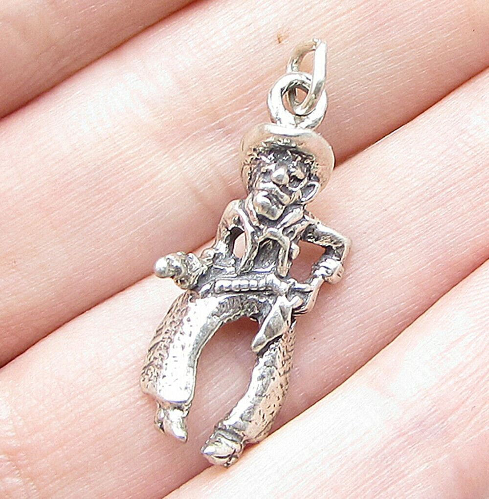 925 Sterling Silver Vintage Cowboy 3D Charm Pendant  PT1083