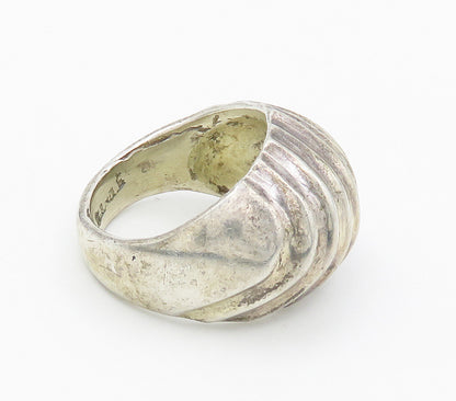MEXICO 925 Sterling Silver  Vintage Fluted Dome Shiny Band Ring Sz 8  RG15539
