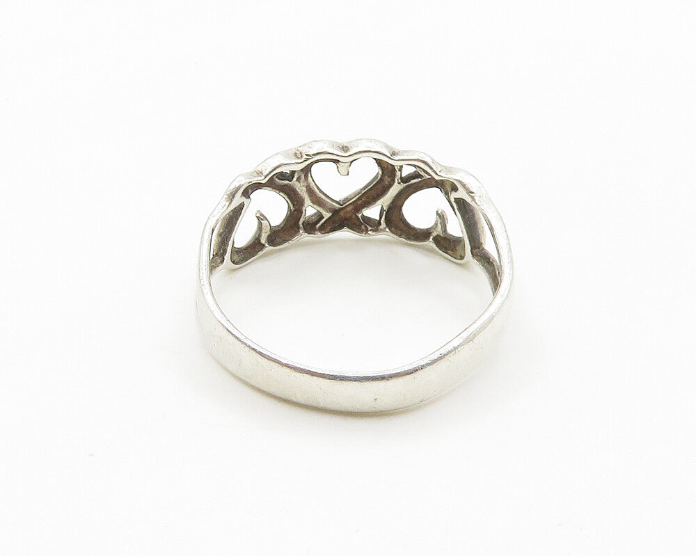 925 LA Sterling Silver  Shiny Love Etched Hearts Band Ring Sz 8.5  RG18442